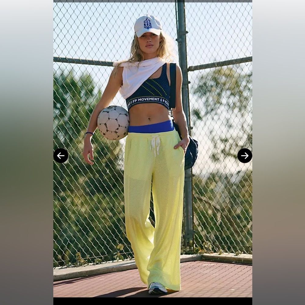FREE PEOPLE  Overtime Mesh Pants - Sour Citrus
